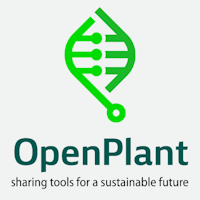 OpenPlant logo - a stylised DNA helix that looks like a green plant leaf with text reading ‘OpenPlant: sharing tools for a sustainable future’.