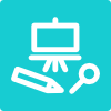 icon of a board, pencil and magnifying glass