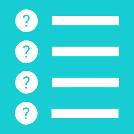 Illustration of an anonymous dataset. Four white circles with question marks represent anonymous hypothetical patients. Four white lines represent AI-generated patient data.