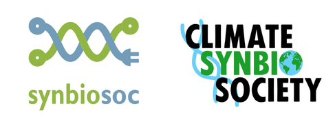 The Cambridge SynBioSoc and Climate Synthetic Biology Society logos on a white background