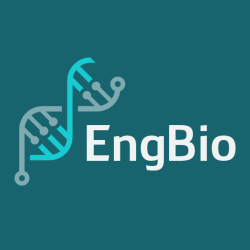 EngBio IRC Logo - dark teal background with light teal and aqua DNA logo and white text "EngBio IRC"